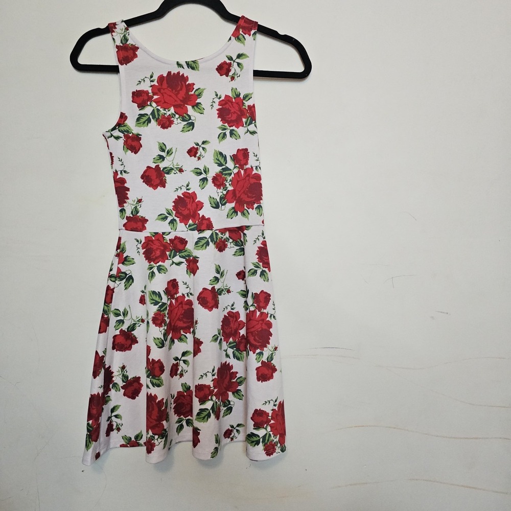 Divided H&M Strappy‎ Floral Print Mini Dress White Gardencore Stretch Size 4